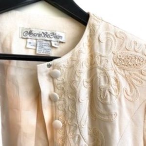 "Marie St. Claire" Vintage Jacket - Fits Small - Off white with embroidery
